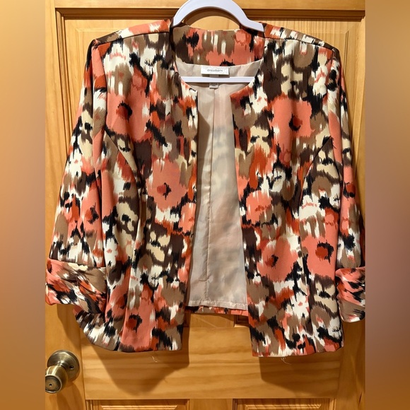Dressbarn Open front Women's Abstract print Jacket 3/4 cuffed sleeves size L - Picture 1 of 10